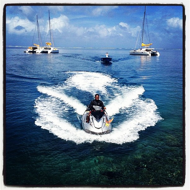 @sally_fitz: Our floating @roxy city in Tahiti with the legendary @RaimanaWorld leading the way!